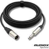 AUDIOX Alpha Series Jak XLR Erkek Kablo 6.3 mm Mono Gitar Klavye Mikser Enstrüman Kablosu - Siyah - 1 m