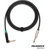 AUDIOX Alpha Series L Tipi Jak Kablo 6.3 mm 90° Düz Jak Gitar Pedal Amfi Enstrüman Kablosu - Siyah - 15 m