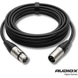 AUDIOX Alpha Series XLR Mikrofon Kablosu Balanslı XLR Erkek XLR Dişi Canon Kablo - Siyah - 20 m