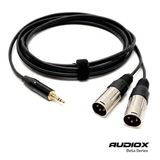 AUDIOX Beta Series 3.5 mm Stereo Jak 2x XLR Erkek Ses Kablosu Telefon PC Kamera Mikser Bağlantı Kablosu - Siyah - 0,5 m