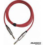 AUDIOX Beta Series Jak Kablo 6.3 mm Mono Gitar Amfi Klavye Enstrüman Kablosu - Kırmızı - 7,5 m