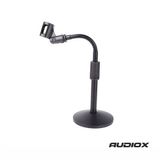 AUDIOX Masaüstü Kürsü Mikrofon Standı Esnek Gooseneck Yuvarlak Taban Siyah Mikrofon Sehpası
