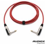 AUDIOX Omega Series L Tipi Jak Kablo 6.3 mm 90° 2 Ucu Açılı Gitar Pedal Amfi Enstrüman Kablosu - Kırmızı - 7,5 m