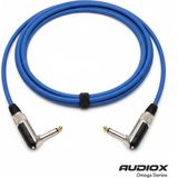 AUDIOX Omega Series L Tipi Jak Kablo 6.3 mm 90° 2 Ucu Açılı Gitar Pedal Amfi Enstrüman Kablosu - Mavi