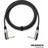 AUDIOX Omega Series L Tipi Jak Kablo 6.3 mm 90° 2 Ucu Açılı Gitar Pedal Amfi Enstrüman Kablosu - Siyah - 15 m