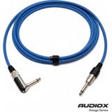 AUDIOX Omega Series L Tipi Jak Kablo 6.3 mm 90° Düz Jak Gitar Pedal Amfi Enstrüman Kablosu - Mavi - 15 m
