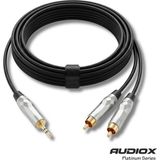 AUDIOX Platinum Series Aux To Rca Kablo 3.5 mm Stereo Jak 2x Rca Erkek Telefon Tv Pc Amfi Ses Kablosu - Siyah - 3 m