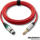 AUDIOX Platinum Series Jak Kablo 6.3 mm Mono Xlr Dişi Mikrofon ve Enstrüman Kablosu - Kırmızı - 5 m