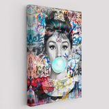 Audrey Hepburn ve Güzelliği Graffiti Pop Art Dekoratif Kanvas Tablo, Duvar Dekoru 6470