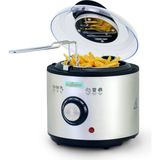 Augosma Mini Yağlı Fritöz | 850-950W L Kapasite: 1 Litre L Gözlem Penceresi L Paslanmaz Çelik Kızartma Sepeti L Ayarlanabilir Sıcaklık L Isı Yalıtımlı L Kaymaz Lastik Ped L Beyaz