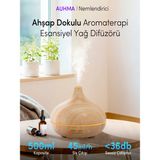 Auhma 500ML Ahşap Görünümlü Aromaterapi Hava Nemlendirici - 7 Renkli Led, Sessiz Çalışma, Bpa Içerme - Kahverengi