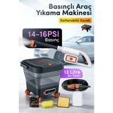 Auhma Acr-08 Şarjlı Basınçlı Araç Yıkama Makinesi Seti – 15L Katlanabilir Tekerlekli Kova, Kablosuz Oto Yıkama Pompası - Siyah - Turuncu (veya Standart)