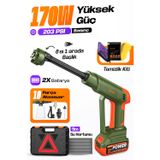 auhma ACR-10 Şarjlı Araç Yıkama Makinesi Yeşil 203 PSI 170W Basınçlı Oto Yıkama Seti | 3820 Fırçasız