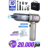 Auhma Ahv-02 Kablosuz Araç Içi Süpürge Mor | 20000PA Güçlü Vakum | Fırçasız Motor | Üfleme & Vakum Özellikli | 9 Başlık + Type-C Kablo