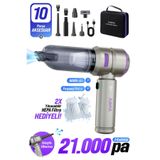 auhma AHV-02 Kablosuz Araç İçi Süpürge Mor | 21000PA Güçlü Vakum | Fırçasız Motor | Üfleme & Vakum Ö