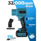 AUHMA AHV-18 Şarjlı Turbo Fan Hava Üfleyici Mavi - 21V Kömürsüz Motor (Brushless) - 32.000 RPM Oto K