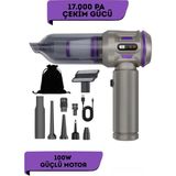 Auhma Ahv-20 Kablosuz Araç Içi Süpürge 17000PA Güçlü Vakum Dijital Göstergeli 100W Fırçasız Motor Üfleme Vakum Özellikli - Mor