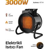Auhma At1h Elektrikli Isıtıcı Fan Gri 3000w Hızlı Isınma, 3 Kademeli Ayar, Sessiz Ptc Isıtma Tekno
