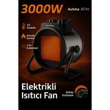 Auhma AT1H Elektrikli Isıtıcı Fan kırmızı | 3000W Hızlı Isınma, 3 Kademeli Ayar, Sessiz Ptc Isıtma Teknolojisi - Gri