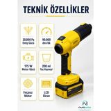 Auhma Çift Bataryalı Ultra Çekim Güçlü Çantalı Araç Temizleme Süpürgesi - Sarı