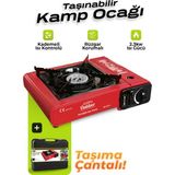 Auhma RB-KF01 Portatif Kamp Ocağı 2.3kw Kırmızı | Taşınabilir Tekli Gazlı Ocak | Rüzgar Geçirmez, Piknik, Kamp, Bahçe, Tekne Kullanımı Için