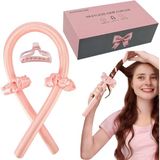 Auitroncare Uzun Orta Boy Saçlar İçin Heatless Saç Kıvırcıkları, Hediye Kutulu İpek Bukleler Saç Bandı, Saten Kıvırma Çubuğu Kafa Bandı, Gece Uyumak İçin Isı Silindiri Yok (Pembe)