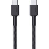 Aukey CB-CD45-BK 0.9 mt Siyah Naylon Örgülü Type-C to Type-C Şarj Kablosu