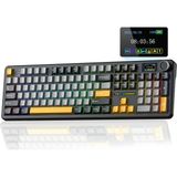 Aula F108 Pro Ekranlı Mekanik Klavye Reaper Switch Rgb Hot Swap 8000mah Makrolu Oyuncu Klavyesi Siyah