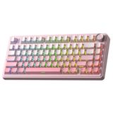 Aula F75 TKL Mekanik RGB Sessiz Cotton Candy Switch Tri Mode Kablosuz Makrolu Hot Swap Gaming Oyuncu Klavyesi Pembe