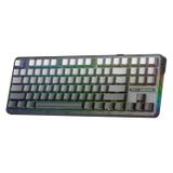 Aula F87 Pro Mekanik RGB TKL Gray Wood V4 Switch Kablosuz Makrolu Hot Swap Gradyan Gri Klavye