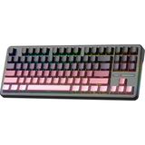 Aula F87 PRO Mekanik RGB TKL GrayWood V4 Switch Kablosuz Makrolu Hot Swap Klavye Gradyan Pembe