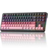 Aula F87 Pro Wireless Mechanical Keyboard, 75% TKL Tri-Mode 8000mAh Battery | PBT Keycaps ile Conta Üstü Oyun Klavyesi, RGB Arkadan Aydınlatmalı, F87 Özel Klavye, Bluetooth/2.4GHz/USB-C, Windows Mac Pad