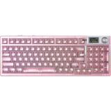 Aula F98 Pro V3 OLED Ekranlı Crystal Switch Makrolu Kablosuz Rgb Hot-Swap Gasket Pre-Lubed Switch Mekanik Klavye Şeffaf Pembe