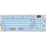 Aula F98 Pro V3 OLED Ekranlı Crystal Switch Makrolu Kablosuz Rgb Hot-Swap Gasket Pre-Lubed Switch Mekanik Klavye Şeffaf