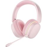 Aula G7 PRO Tri Mode Kablosuz RGB Gaming Mikrofonlu Oyuncu Kulaklığı 7.1 Surround Ses 40mm Driver Düşük Gecikme E-Spor Kulaklık Pembe 2.4G Bluetooth 3.5mm