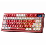 Aula Nova75 Mekanik RGB Klavye TKL Meteor Ice Cream Switch Tri Mode Kablosuz Makrolu Hot Swap Gaming Oyuncu Klavyesi Kırmızı