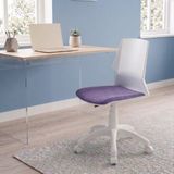 Aule Beyaz Minimalist Çalışma Sandalyesi – Modern Ev Ofis ve Ders Çalışma Koltuğu - Mor Keten