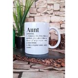 Aunt Desenli Modern Hala Teyze Hediyelik Baskılı Çay Kahve Sunum Kupa Bardak - Beyaz