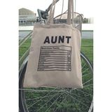 Aunt Nutrition Facts Hala Teyze Hediyelik Baskılı %100 Pamuklu Ham Bez Bej Çanta