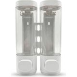 Aura Bath Mutfak ve Banyo Için Duvara Monte Pratik Sıvı Sabun ve Şampuan Dispenseri - Lüks Tasarım - 2X300ML - Beyaz