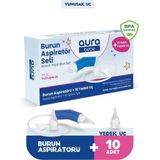 Aura Bebe Burun Aspiratörü ve 10 Adet Yedek Uç ile Yumuşak Uçlu Hijyenik Kullanım - Aura Bebe Bebek Burun Aspiratörü ve 10 Adet Yedek Uç