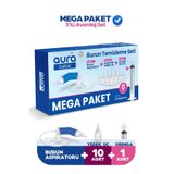 Aura Bebe MEGA PAKET Bebek Burun Temizleme Aspiratörü, 10 Yedek Uç ve Burun Temizleme Şırıngası
