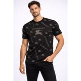 Aura Boutique Moda Erkek Desenli Basic Tişört Bisiklet Yaka Kısa Kollu Pamuklu Slim Fit T-Shirt - 0 Siyah
