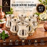 Aura Copper 2’li Bakır Dövme Ayran Bardağı Seti 300 ml – Içi Kalaylı Kulplu Su Meşrubat Bardağı Kupa -- (Bakır Bileklik Hediyedir !!!) - Renkli - standart