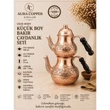Aura Copper Bakır Çaydanlık Seti Küçük Boy Petek Desenli 0,8 mm – Üst 500 ml Alt 1200 ml - (Bakır Bileklik Hediyedir !!!) - Trs-0072