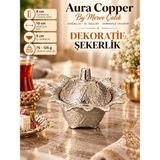 Aura Copper Dekoratif Kapaklı Şekerlik Lokumluk 10 cm Gümüş Renk Işlemeli - Küçük Boy - Gümüş-Küçük