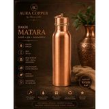 Aura Copper El Dövmesi Bakır Matara Suluk 600 ml – Içi Kalaylı Sızdırmaz Kapaklı El Yapımı Su Şişesi 24 cm Siyah - (Bakır Bileklik Hediyedir !!!) - Trs-0099