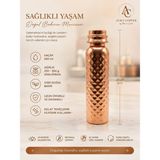Aura Copper El Işçiliği Bakır Matara 500 ml – Günlük, Spor, Okul ve Ofis Kullanımına Uygun Bakır Su Şişesi - Suluk - Piramit 600 ml