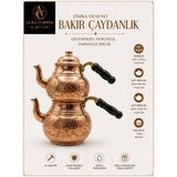Aura Copper Gaziantep Geleneksel Büyük Boy Bakır Çaydanlık El Işçiliği Zımba Desenli 1 mm Bakır Çaydanlık Seti Bakır Renk