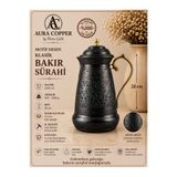 AURA COPPER Gaziantep Geleneksel Klasik Kapaklı Oksit Eskitme Bakır Sürahi 2,5 L Kapaklı Motif Desenli El İşlemeli 1,2 mm İçi Kalaylı - (BAKIR BİLEKLİK HEDİYEDİR !!!)